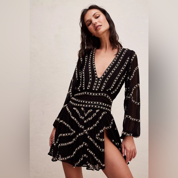 NWT Free People Jen's Pirate Booty Odyssey Mini Little Black Dress Size XS - Picture 1 of 9